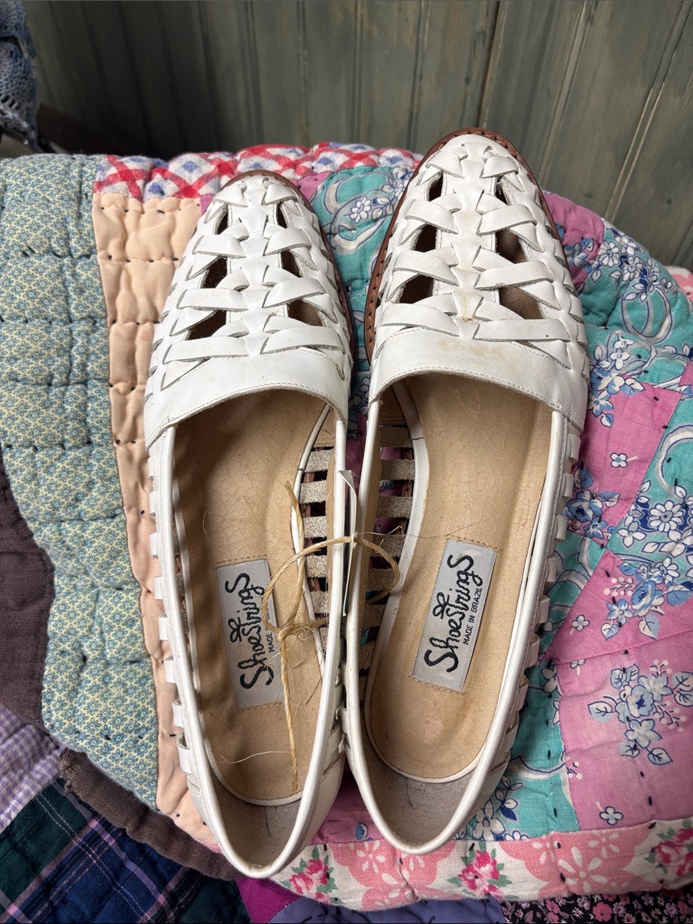 White Woven Leather Slip-On Loafers